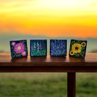 Image 1 of Wildflower Painted Slate Coaster Set