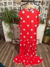 Image 1 of Boohoo long polka dot tier dress