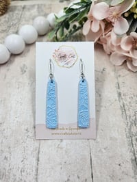 Blue Embossed Rectangle Polymer Clay Earrings