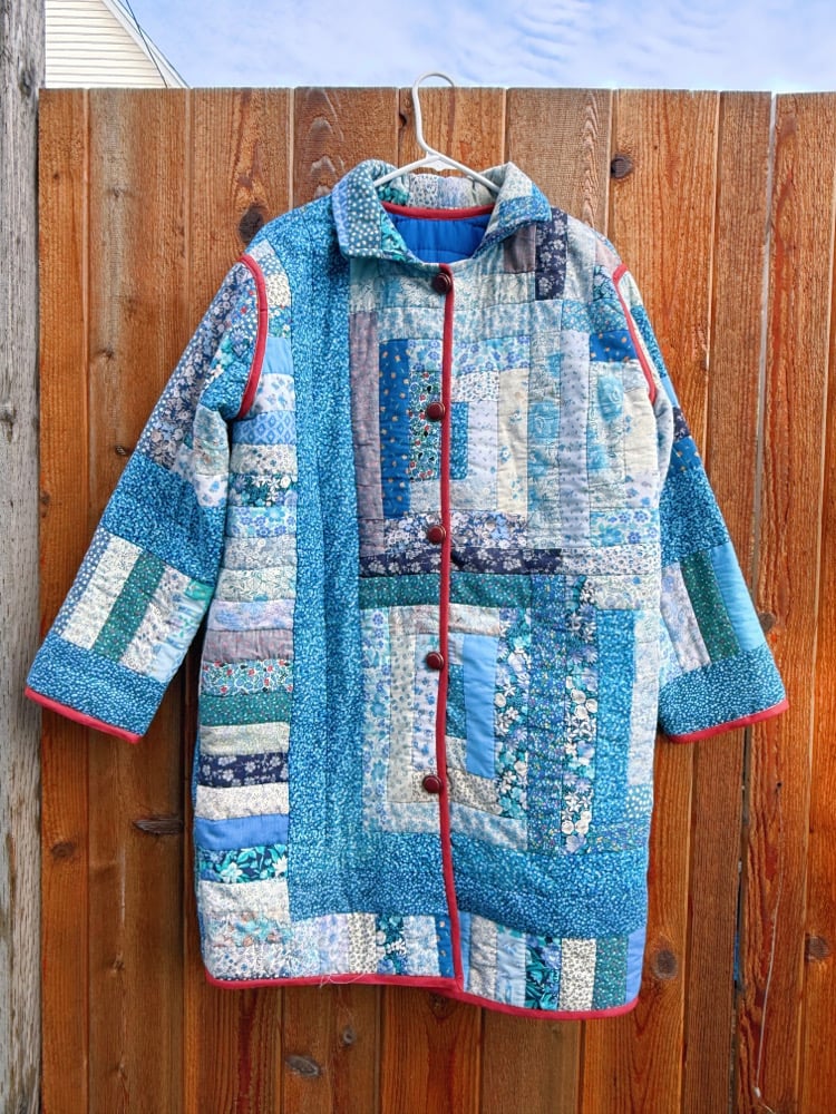 Image of Quilt Coat — Blue Log Cabin