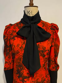 Image 3 of Dark floral tie neck top