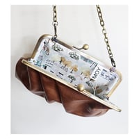 Image 3 of Cognac Pleated Leather Handbag/Clutch