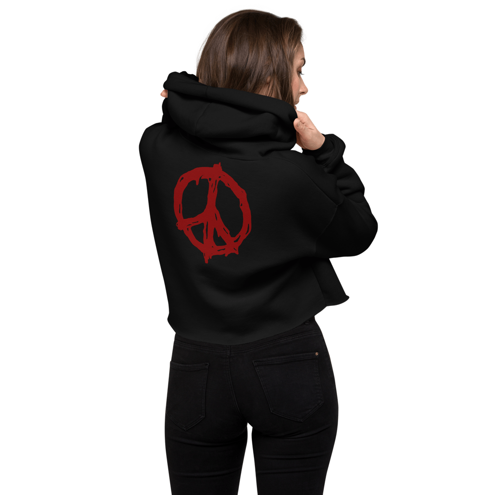 DISOBEY PRINTED CROP HOODIE