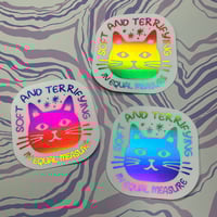 Image 1 of Soft & Terrifying Cat vaporwave sticker