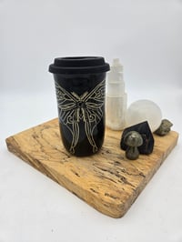 Image 1 of Black Luna Moth Travel Mug