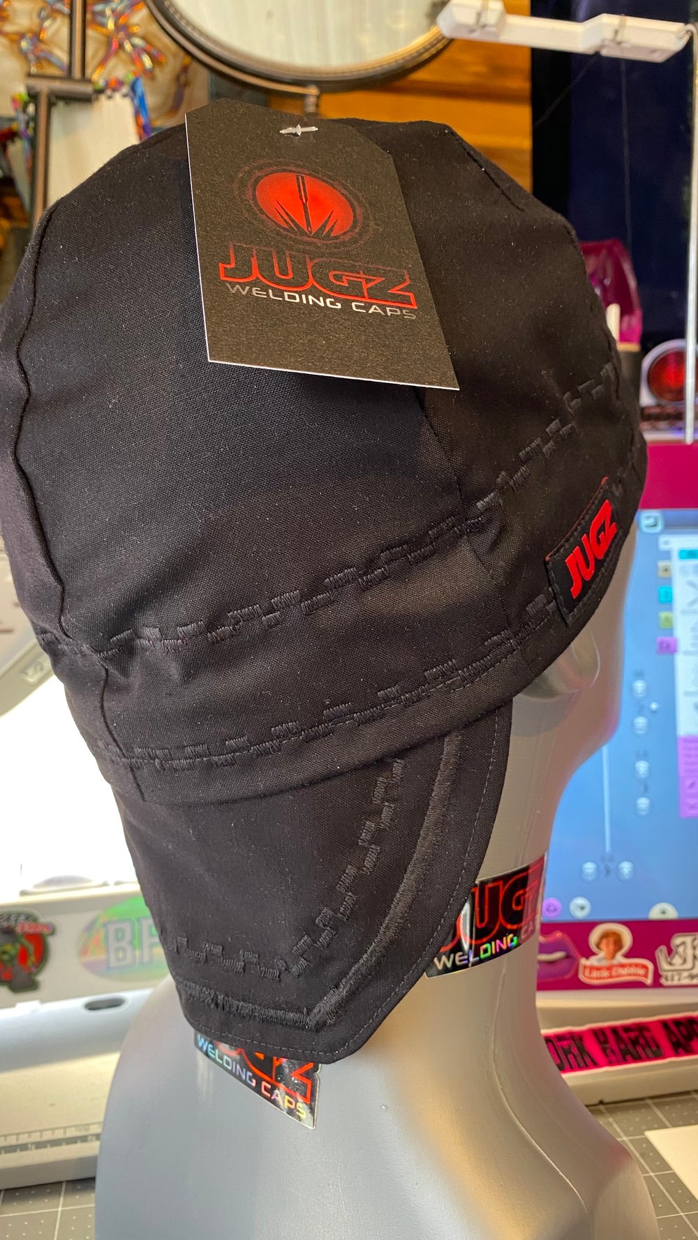 Image of Made to order Solid black welding cap 