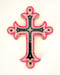 Image of Floral Cross Small Black/White/Fluoro Pink 