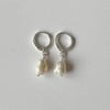 freshwater pearl huggie hoop earrings
