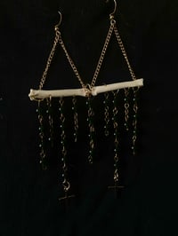 Green Rosary Bead Chandelier Earrings