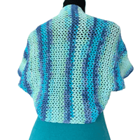 Image 5 of Handmade Blue and Green Crochet Bolero Jacket - Size Small Women’s