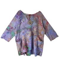 Image 2 of XL Cotton Woven Forager Top in Nebula Watercolor Ice Dye