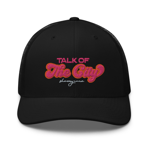 Image of “TALK OF THE CITY” Mesh Trucker Hat (PINK/ORANGE)