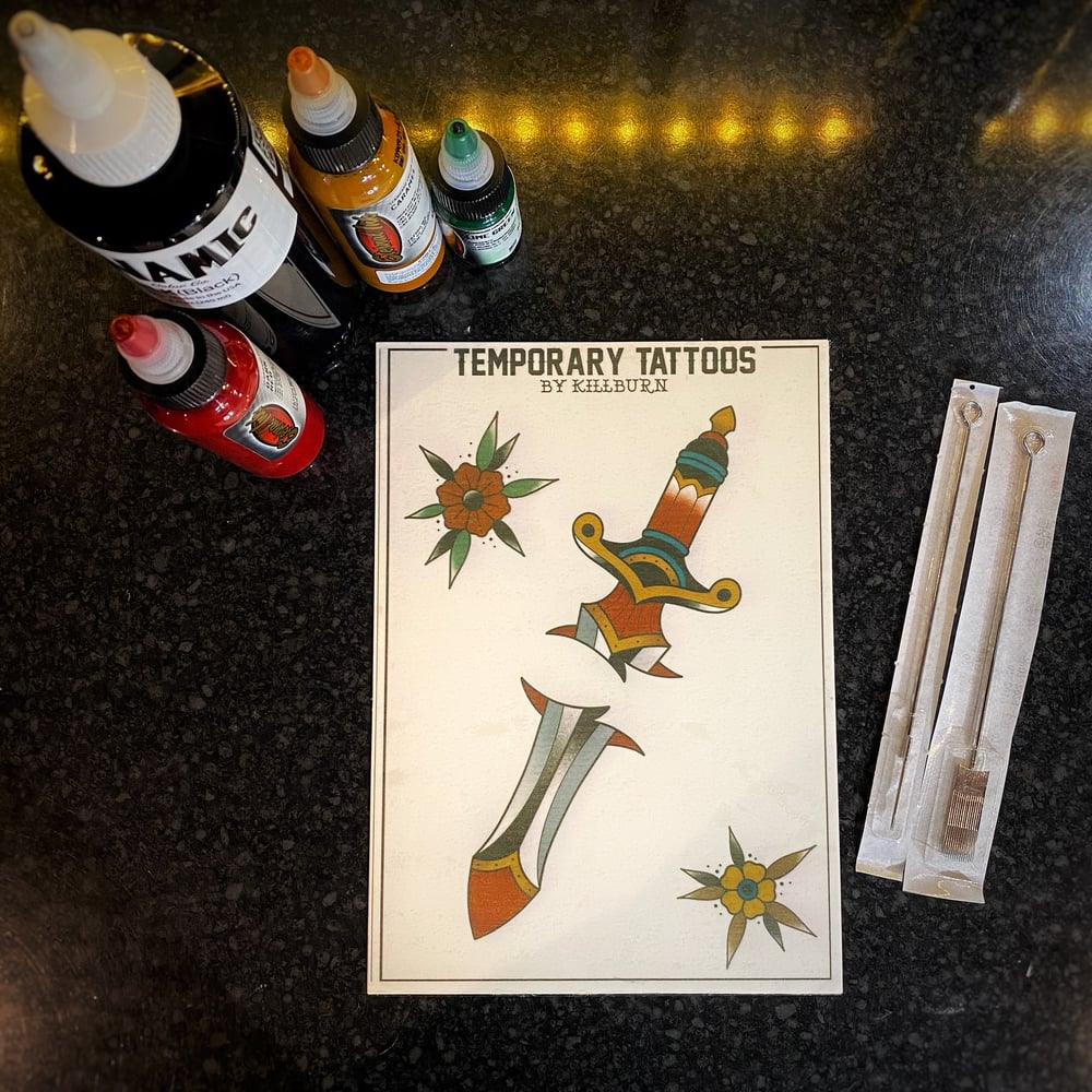 Image of DAGGER TEMPORARY TATTOO - LARGE