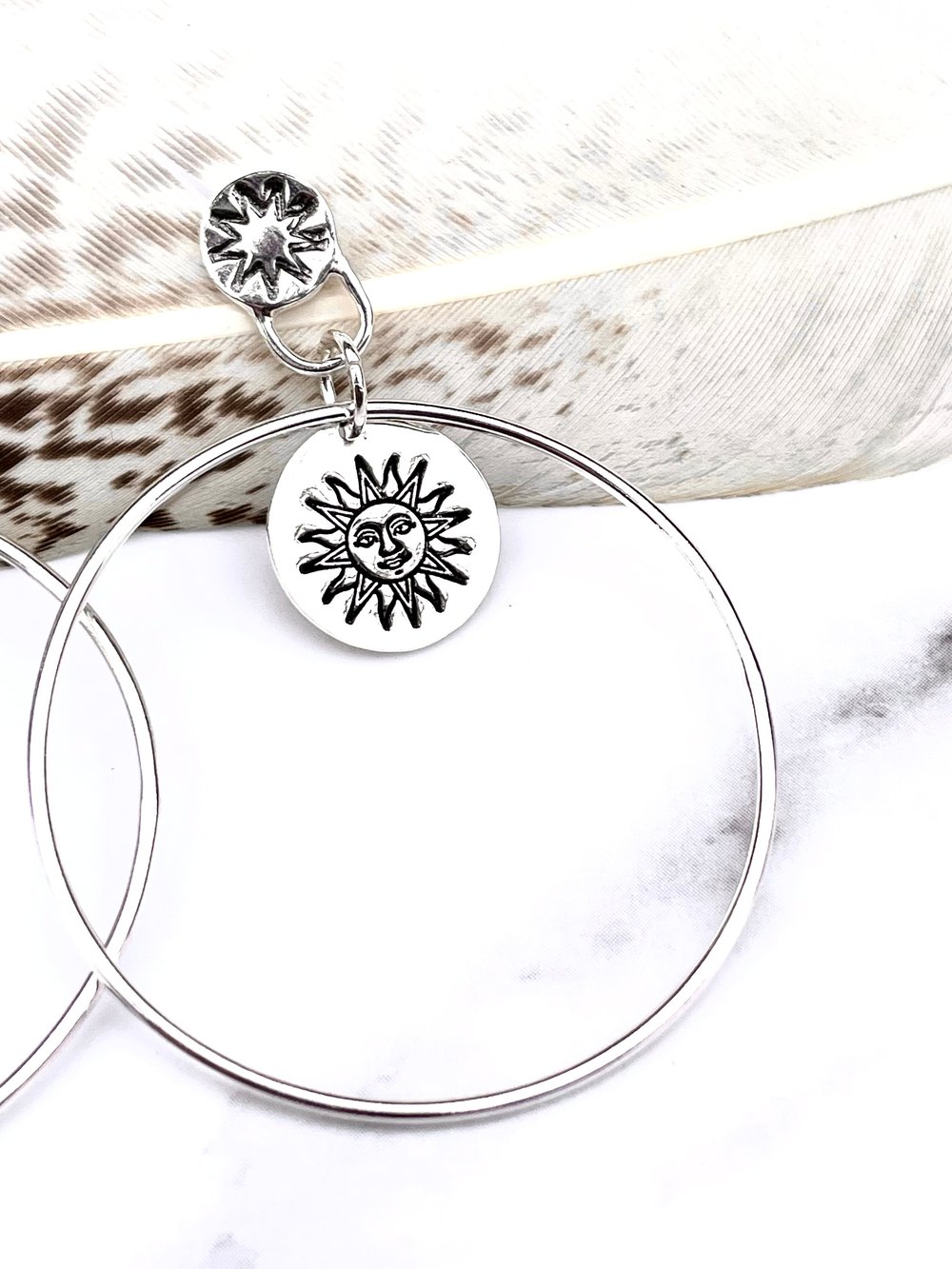 Handmade Sterling Silver Sunshine Hoop Earrings 