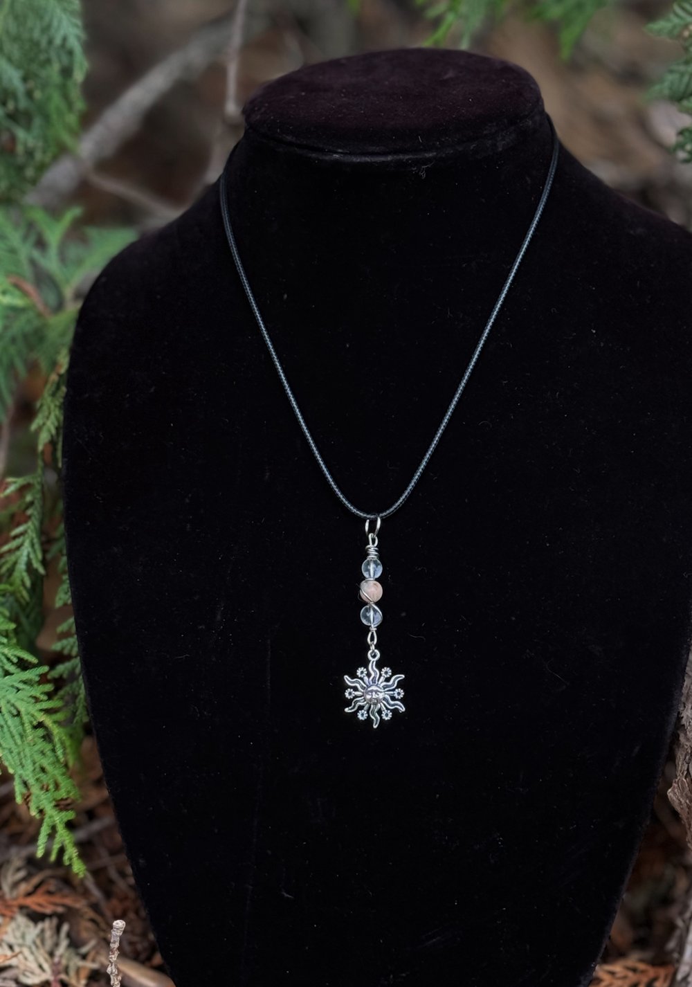 Image of "Confidence & Clarity" Necklace w/ Sunstone & Clear Quartz