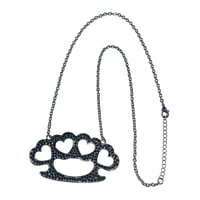 Image 1 of black heart brass knuckle necklace 