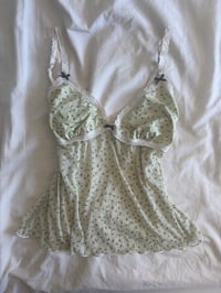Image 3 of Vintage Y2K green micromesh coquette cami with bow detailing 