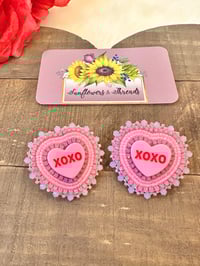 Image 2 of Hot Pink Heart Studs