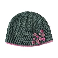 Image 1 of Jade and Pink Fitted Beanie
