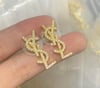 New Ysl gold plated rhinestone earrings 