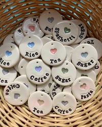Image 2 of Ceramic Tea Coffee Sugar Tags (Various colours)