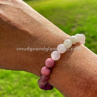Image 2 of Strawberry Quartz, Rose Quartz, Rhodonite & Moonstone Bracelet (Just 3 left!)