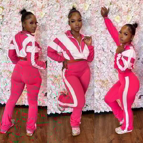 Image of hot pink / white combo legging set