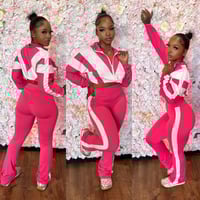 hot pink / white combo legging set