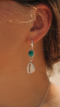 Image 1 of Turquoise and Cowrie Earrings