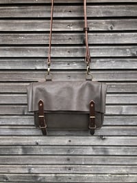 Image 6 of Musette satchel made in oiled leather with adjustable shoulderstrap UNISEX