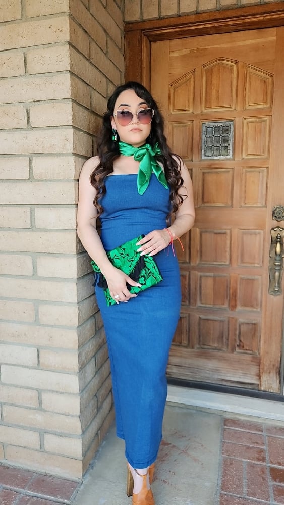 Image of Long Denim Tube Top Dress