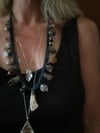 1960s Tibetan shaman glass and tooth prayer bead necklace