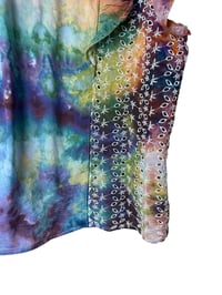 Image 10 of ♻️ UPCYCLED XXL Eyelet Pinafore Top in Earthy Rainbow Watercolor Ice Dye