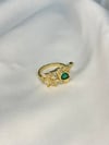 Diamond Green Emerald Hummingbird Gold Plated Ring 