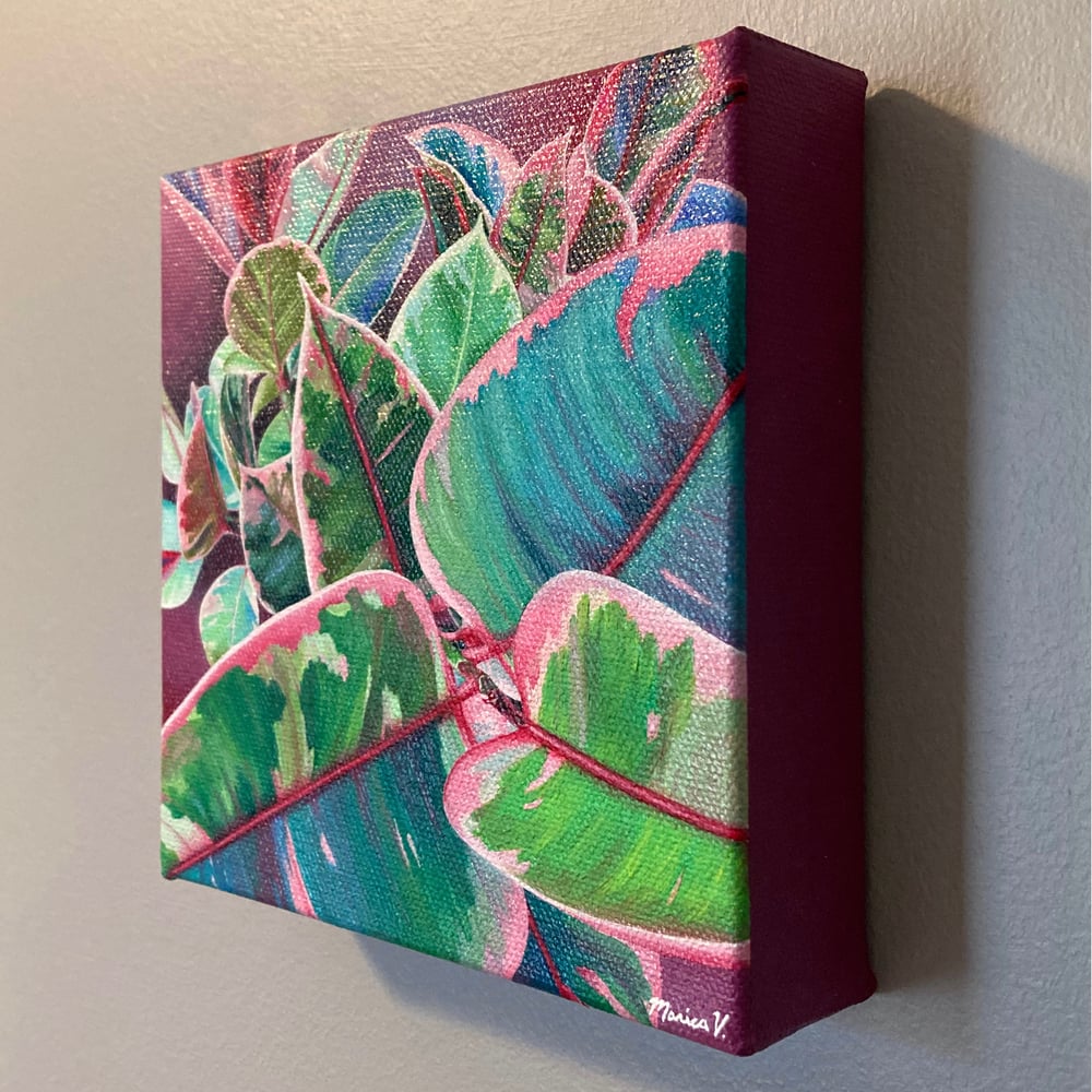 “Ruby Rubber Plant” original painting