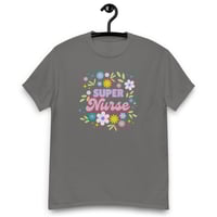 Image 9 of Unisex classic tee, Super Nurse Flower Power Tee