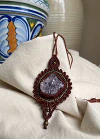 Image 2 of Macrame necklace with amethyst in a copper string 