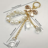 Image 9 of Elegant Bow Pearl Keychain with Crystal Drops - Perfect Gift for Her - Valentine's Day or Anytime - 