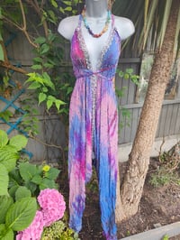 Image 5 of Mykonos tie dye jewelled jumpsuit - lilac purples