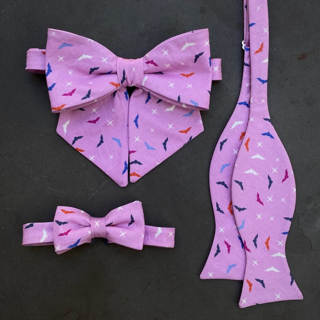 Pink Bats Kids Bow Tie