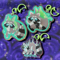 Image 1 of Rainbow Raccoon Acrylic Keychains