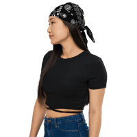 Image 4 of True Believer Bandana - White on Black