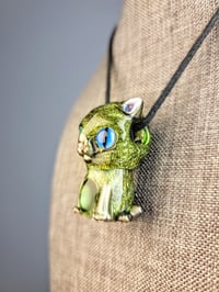 Image 2 of Matalic Green Kitty Pendant