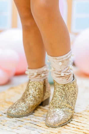 Image of Crushed Velvet and Pearl Slouch Socks 