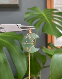 Image 1 of Green Aventurine Gold  Moon Necklace