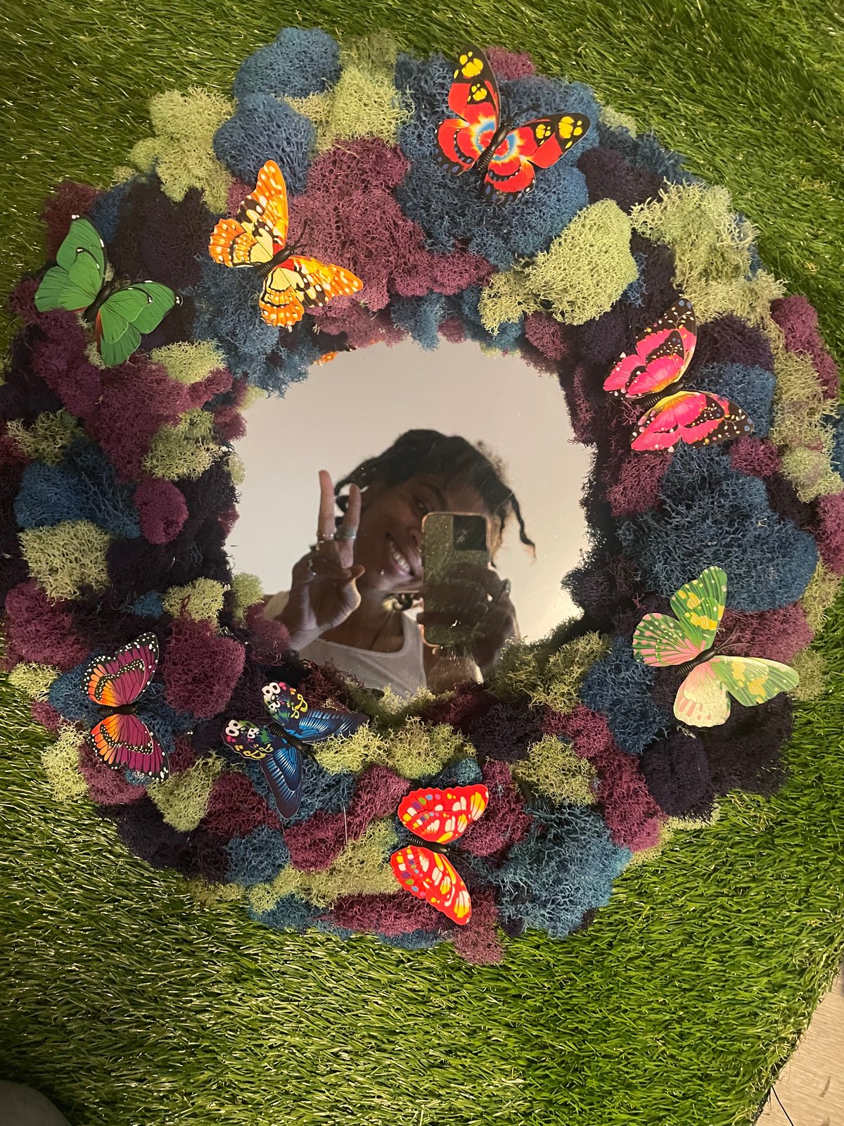 Image of Butterfly moss circle mirror 