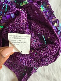 Image 6 of Vintage Y2K purple iridescent sequin crochet cami top