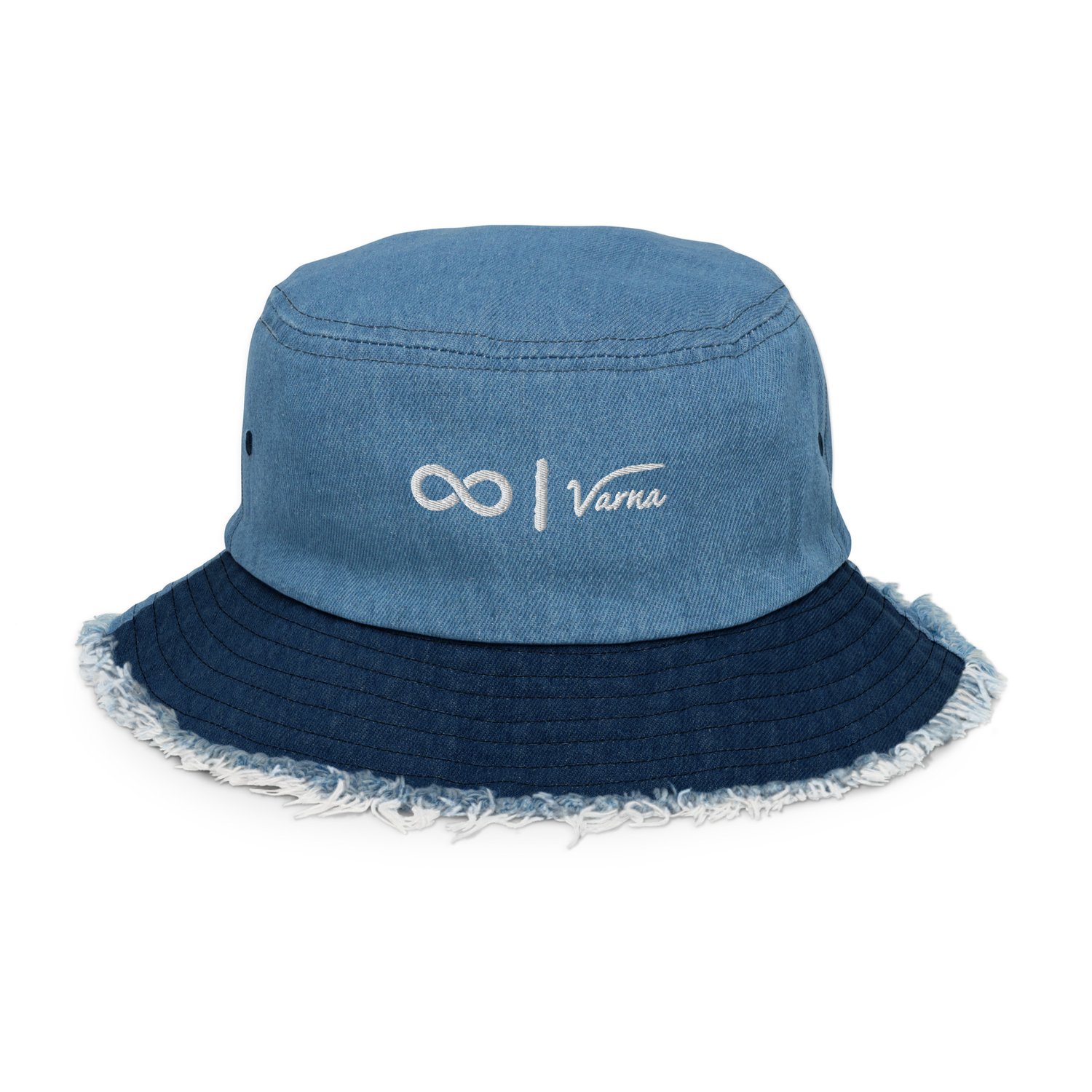 Image of VB - Distressed denim bucket hat