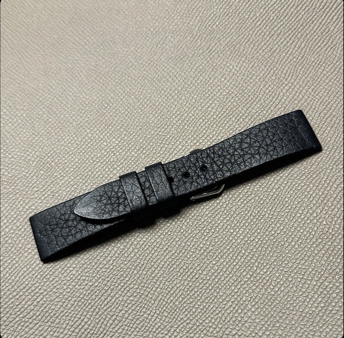 Black Calfskin Togo Leather Watch Strap | 7Strap