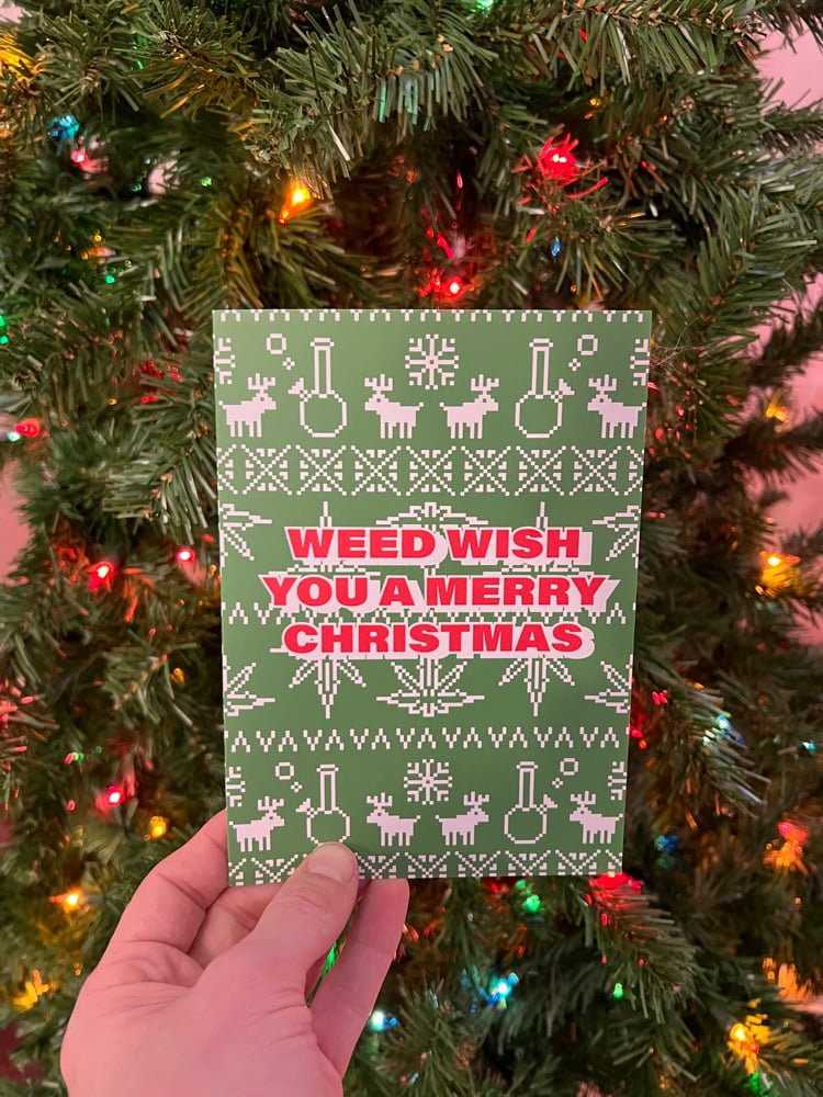 Image of Cannabis Christmas Cards | 5x7 Folded Greeting Card Blank Inside